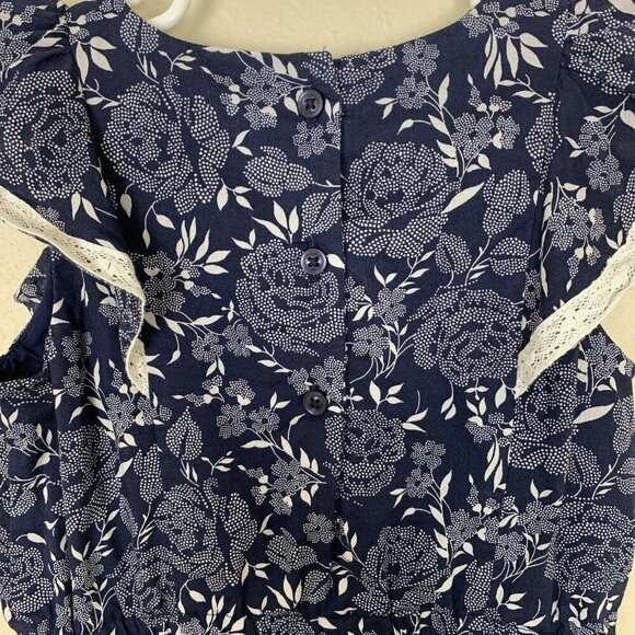 Janie & Jack Girls 3 3T Romper Jumpsuit Navy Blue Ruffle Summer Spring - Picture 9 of 16